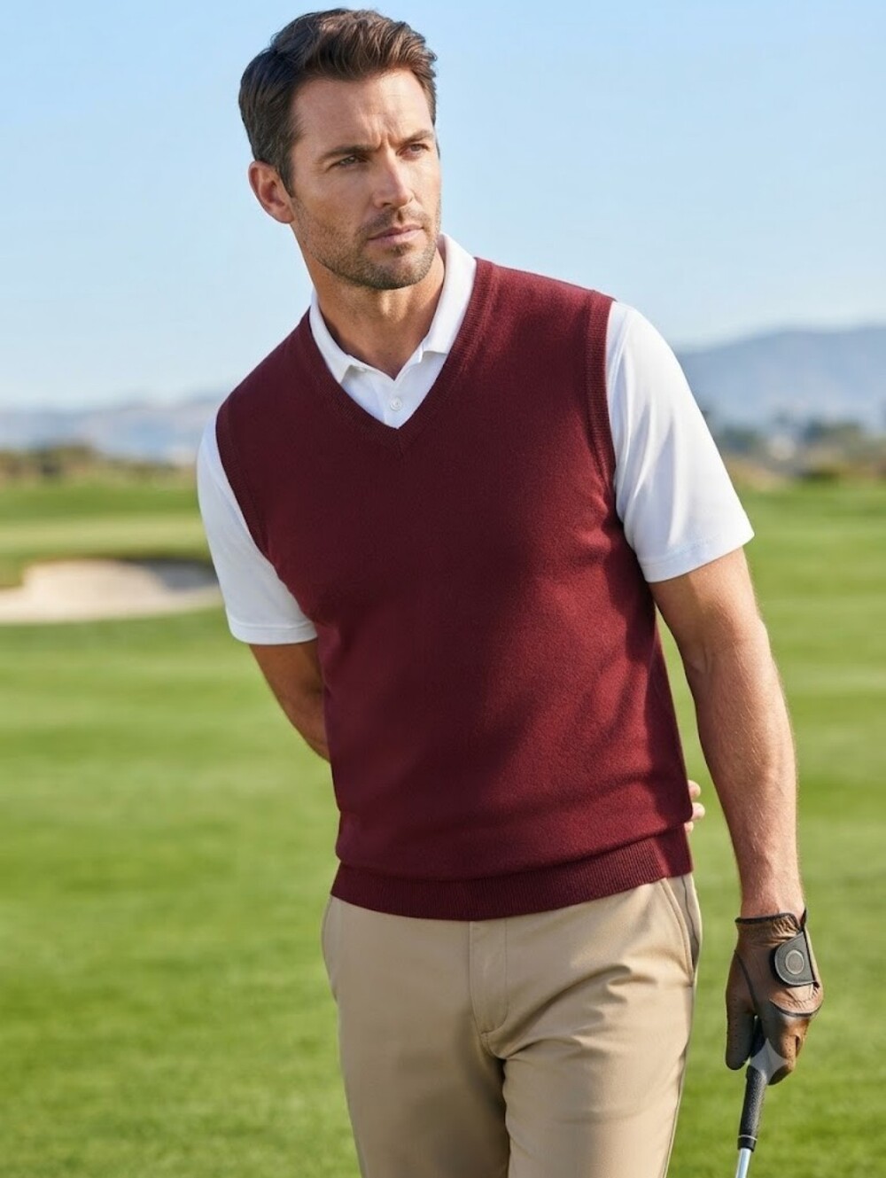 INSERCH Limited Edition Vintage Burgundy Men’s V-Neck Sweater Vest XL
